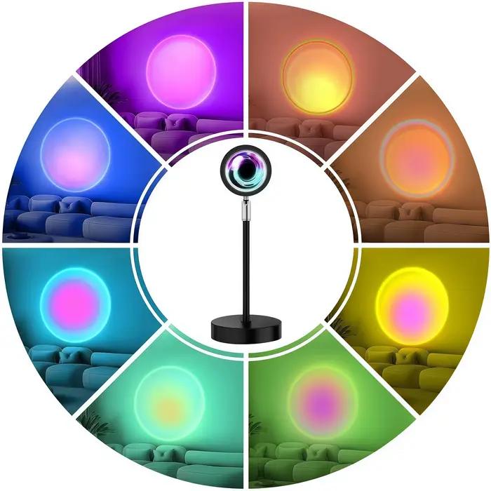 Lampe Coucher de Soleil avec Télécommande, Veilleuse LED Multicolore à 16 Couleurs Changeantes, Idéa