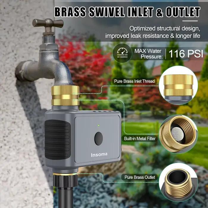 Insoma – minuterie d'arrosage automatique Wifi, avec minuterie d'eau de jardin pivotante en laiton,