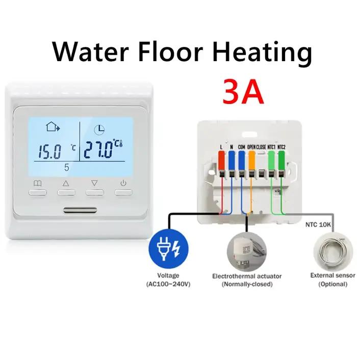 Thermostat WiFi numérique AC100V-240V 3A 16A pour chauffage par le sol avec écran LCD et commande vo