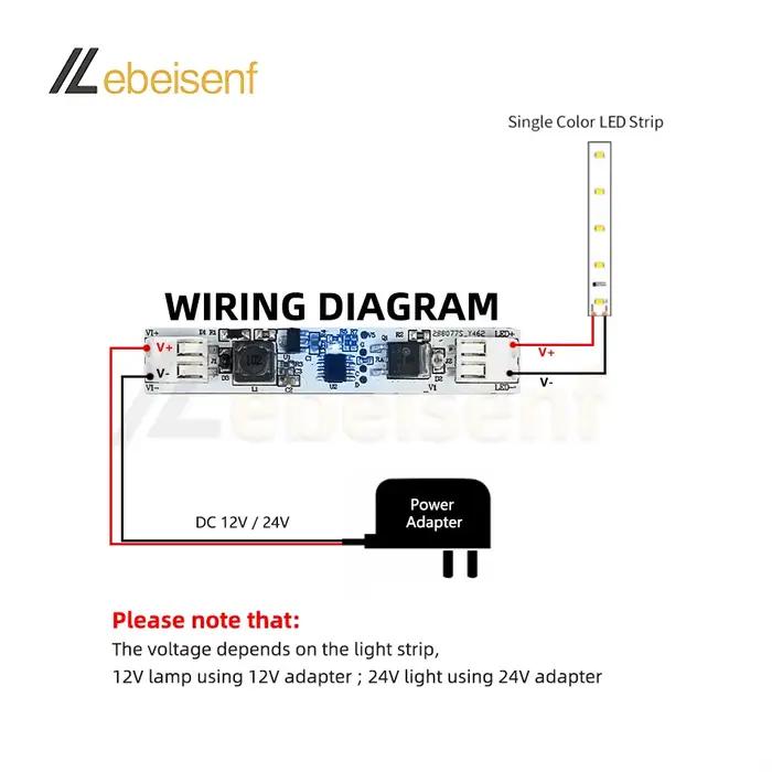 LED onde interrupteur à main variateur sans soudure DC 12V 24V 6A 1CH Module de contrôleur couleur u