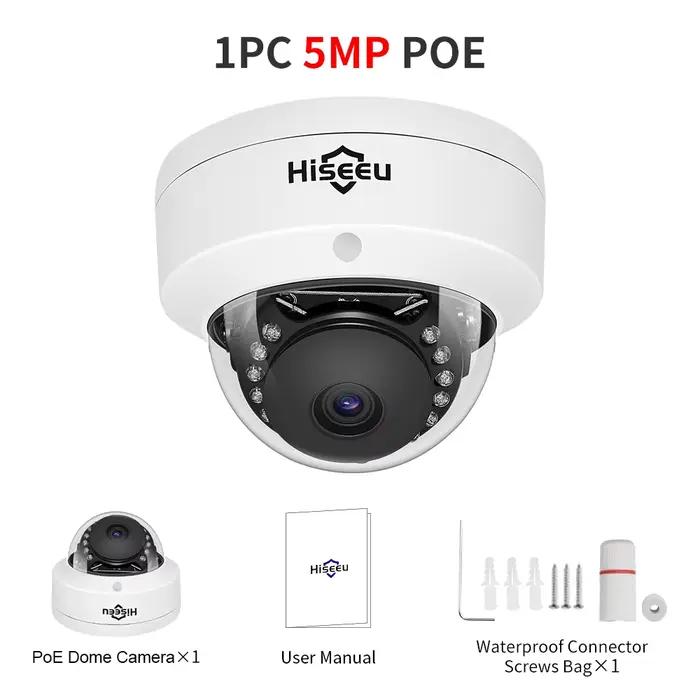 Hiseeu – caméra IP dôme POE 5MP, détection faciale antidéflagrante, système de vidéosurveillance CCT
