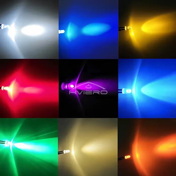 10 pièces 3mm 5mm LED ronde 12V 20cm pré-câblé blanc bleu jaune lampes à diodes bricolage panneau d'