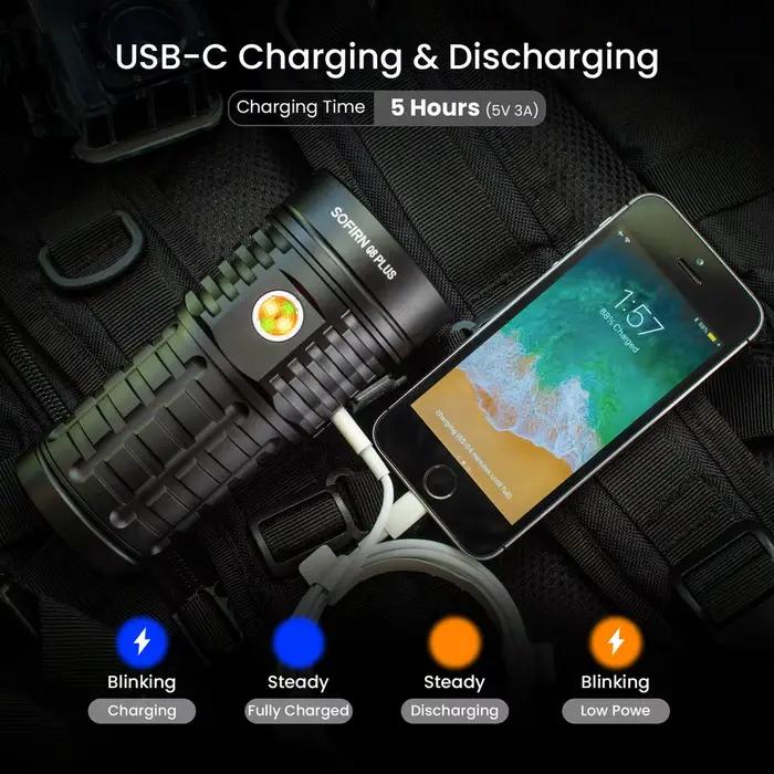 Sofirn Q8 Plus lampe de poche LED Super puissante 16000lm USB C Rechargeable 21700 torche Anduril 2.