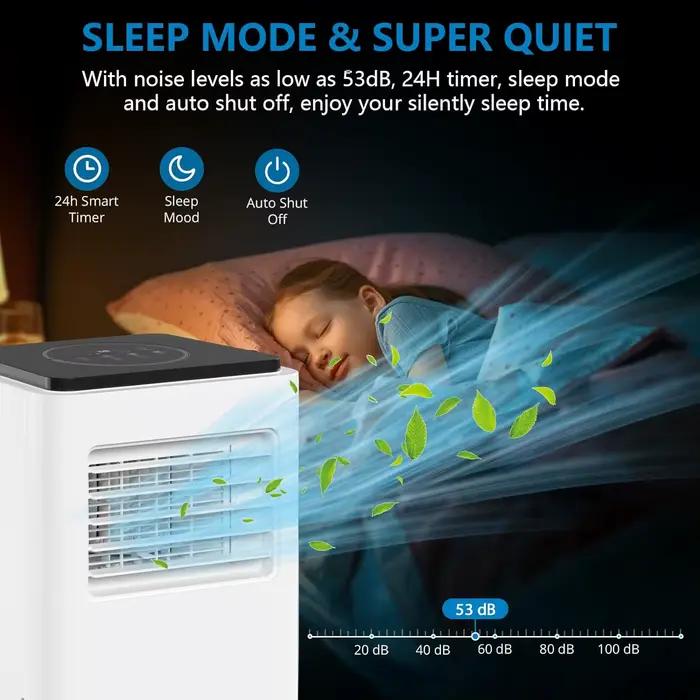 Climatiseur portable 8000 BTU avec aquarelle et télécommande, climatisation pour appartement, chambr