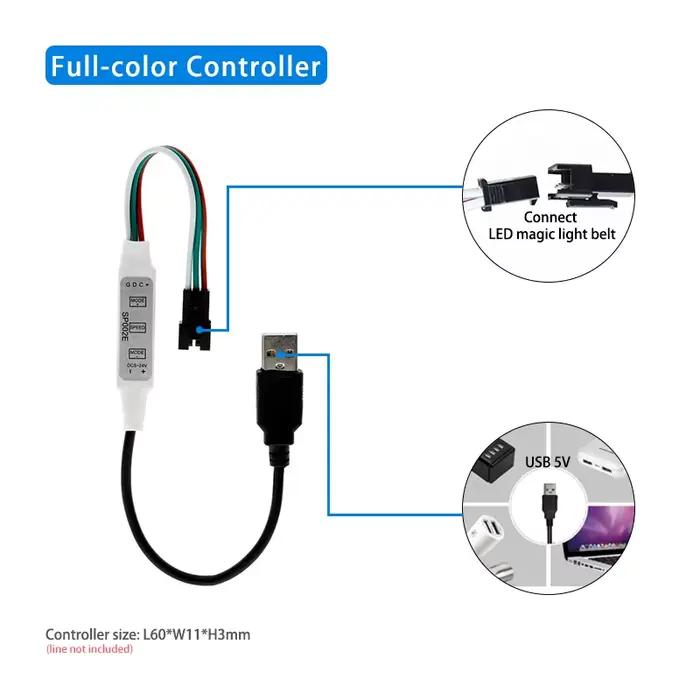 SP002E LED RGB contrôleur 600 Pixels variateur 3 touches DC5-24V USB 5V pour WS2811 WS2812B adressab