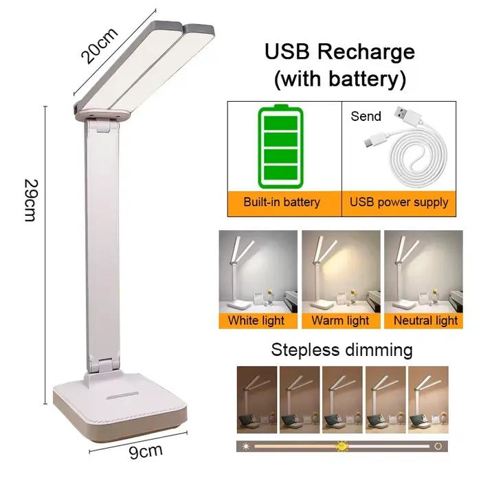 Lampe de bureau LED lampe de Table Rechargeable USB 3 niveaux Dimmable tactile éclairage de bureau P