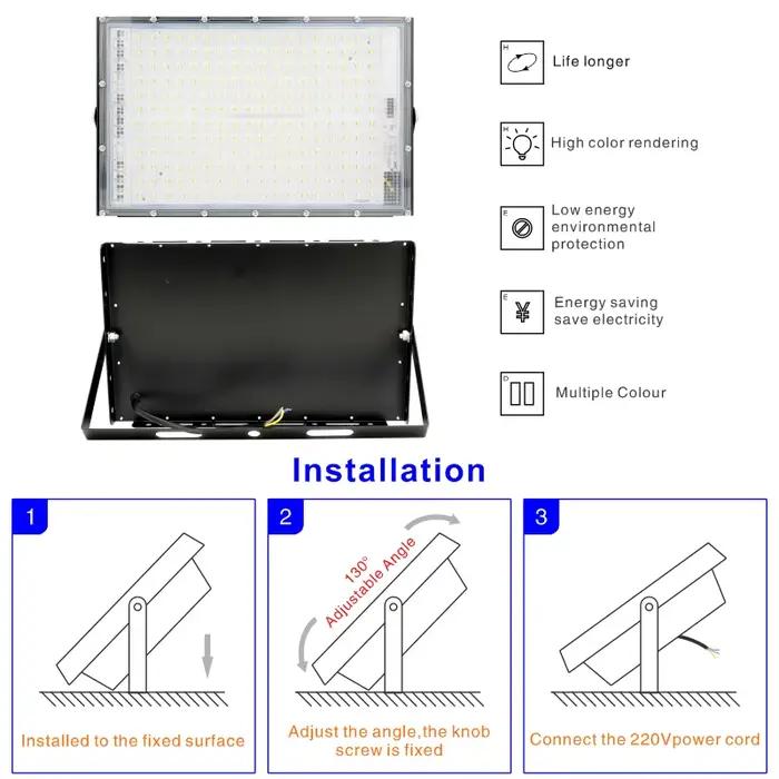 1/2/3 pièces 110V 220V Led projecteur 50W 100W 150W 200W projecteur extérieur IP65 étanche applique