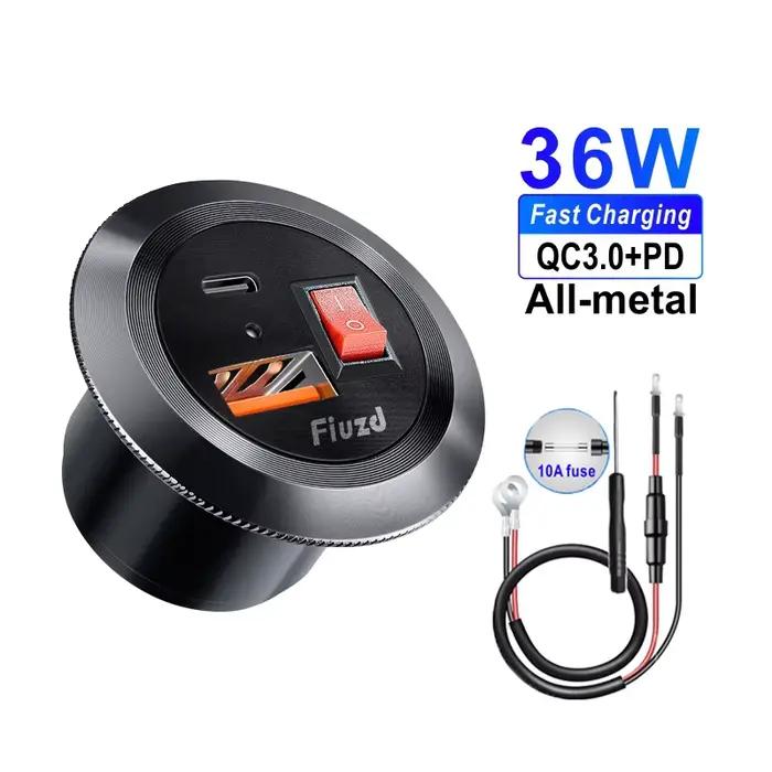 Prise de chargeur de voiture 12v, avec voltmètre LED, double Ports USB, adaptateur d'alimentation, K