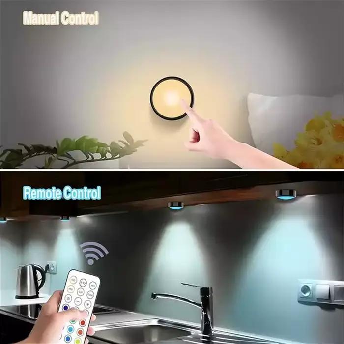 LED rondelle lumières Dimmable RGBW 13 couleurs cuisine couloir placard armoire lumières capteur tac