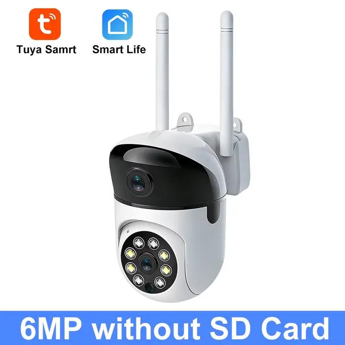 Caméra de sécurité intérieure Wifi Tuya Smart Life 6MP à double objectif HD, double écran, suivi aut