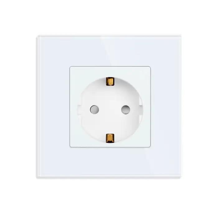 Prise de courant simple standard UE, interrupteur tactile, panneau en cristal, double prise USB, pri