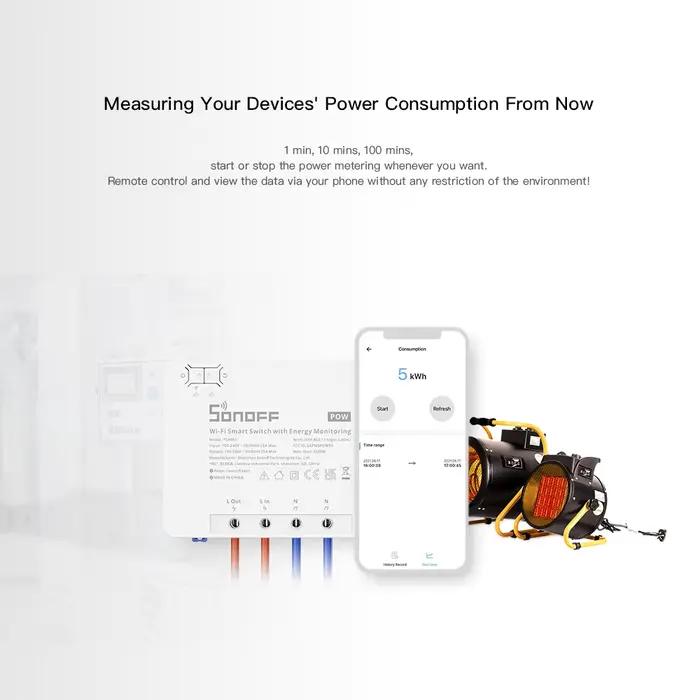 SONOFF-Commutateur intelligent POW R3, mesure de puissance 25A, WiFi, protection contre les surcharg