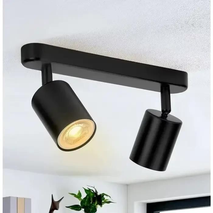 Plafonnier LED GU10 avec 1/2/3/4 Têtes, Éclairage sur Rail, pour Chambre à Coucher, Couloir, Boutiqu