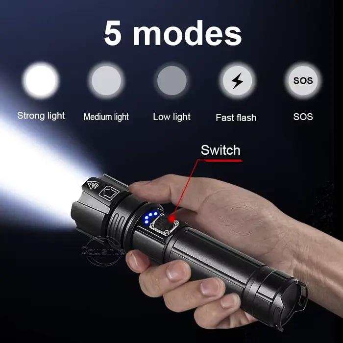 Lampe de poche LED la plus puissante torche Rechargeable allumant la lanterne tactique 3000M lampe d