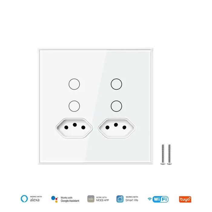 Interrupteur mural intelligent WiFi, prise de courant, prise électrique Standard brésilienne, prises