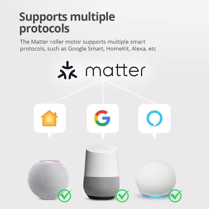 Matter sur WiFi moteur de rideau électrique pour 25mm 28mm Tube stores roulants intelligents moteur