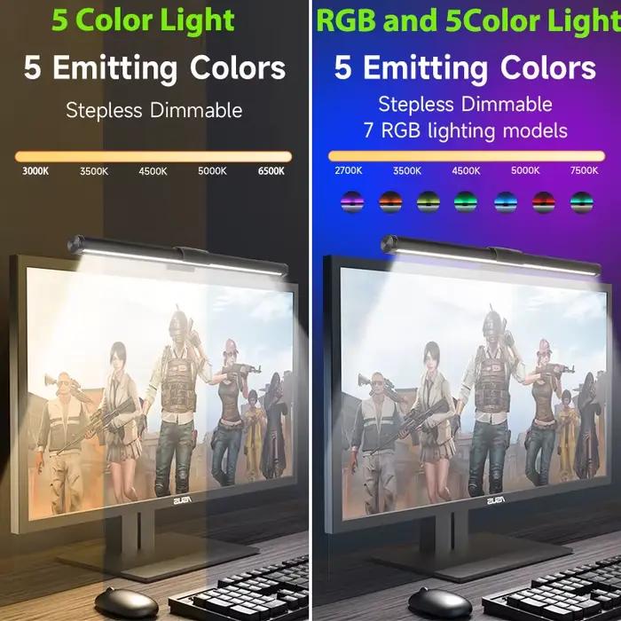 Lampes de bureau Led à intensité variable en continu lumières suspendues d'écran rvb pour rétro-écla