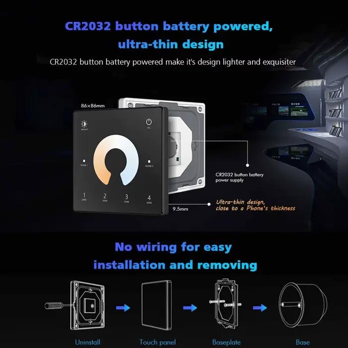 Kit de contrôleur de gradation de bande LED CCT, variateur intelligent, télécommande RF, interrupteu