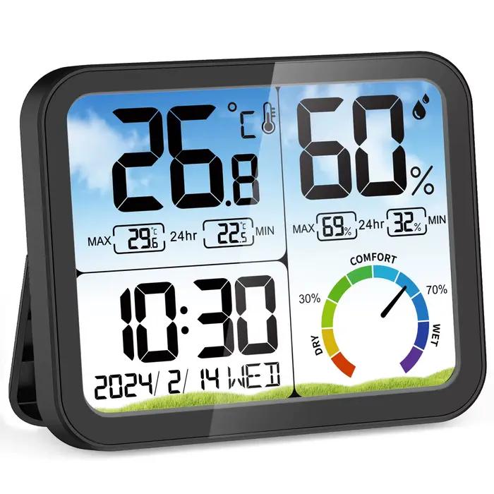 Compteur de température et d'humidité domestique, avec rétro-éclairage, thermomètre et hygromètre, e