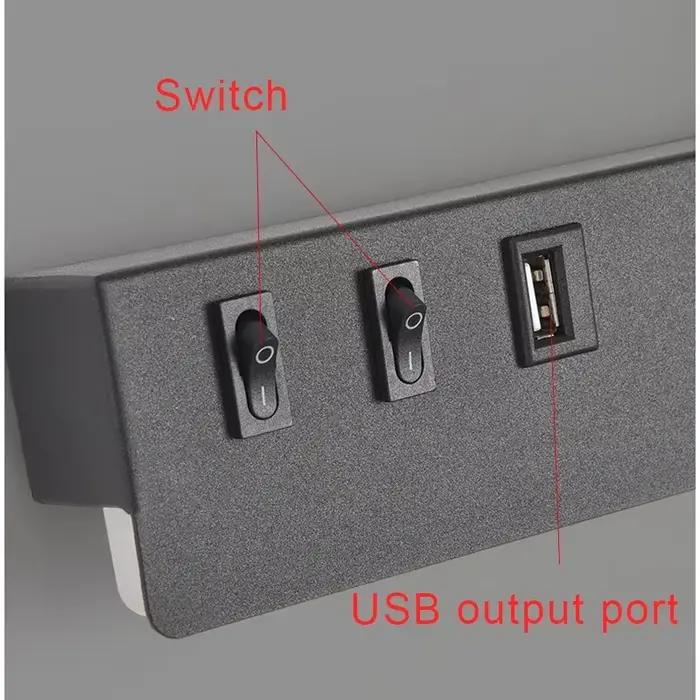 Mur LED lumières avec interrupteur USB rotatif réglable lecture projecteur chambre chevet Foyer coul
