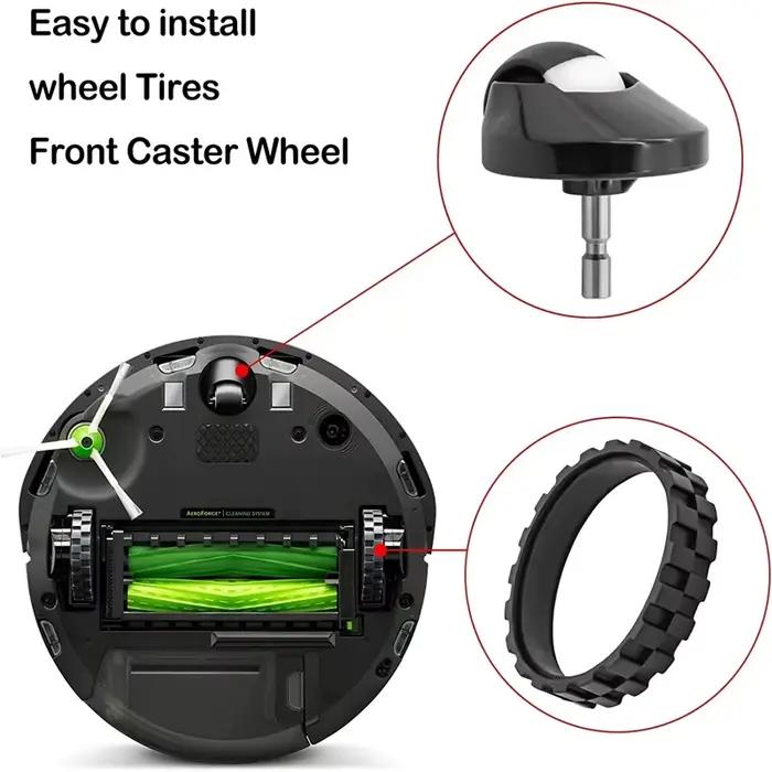 Roue avant coordonnante et TiresSkin pour IRobot Roomba, accessoires de remplacement, I7, I3, J7, E5