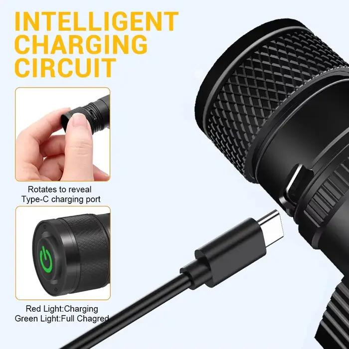 BORUiT D20 Zoom LED phare 1000LM puissant type-c rechargeable phare étanche tête torche Camping pêch