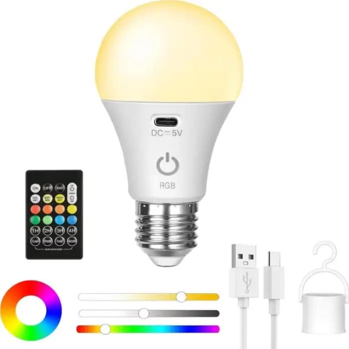 Ampoule Led Rechargeable couleur rvb, USB, intelligente, variable, E27, avec synchronisation, sans f