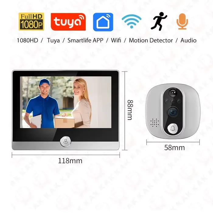KAK visionneuse de porte caméra WiFi Tuya SmartLife APP 1080P judas numérique visionneuse oculaire V