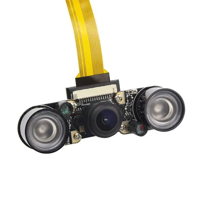 Raspberry Pi 5 caméra de Vision nocturne grand Angle Fisheye 5MP 1080P caméra avec 2 lumière LED IR