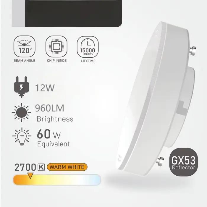 Ampoule intelligente WiFi GX53, ampoules à couleur changeante, variable 220V, 960lm, 12W, fonctionne