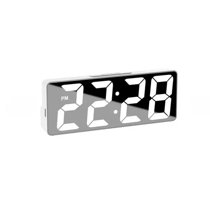 Réveil numérique LED pour la maison, surface miroir, horloge électronique, luminosité réglable, modè