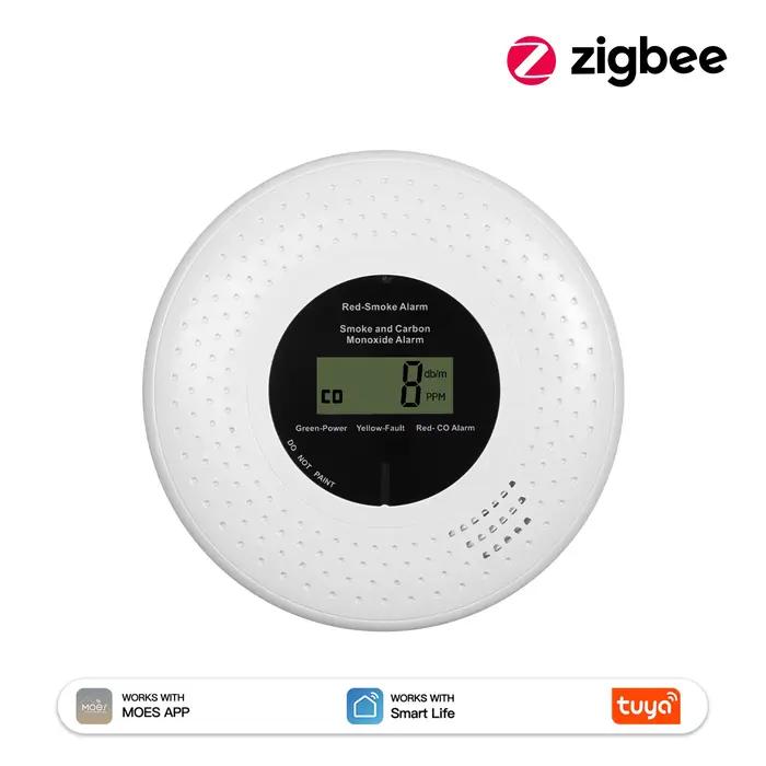 Détecteur de fumée et de monoxyde de carbone intelligent MOES Tuya Zigbee, sirène sonore 85 dB, capt