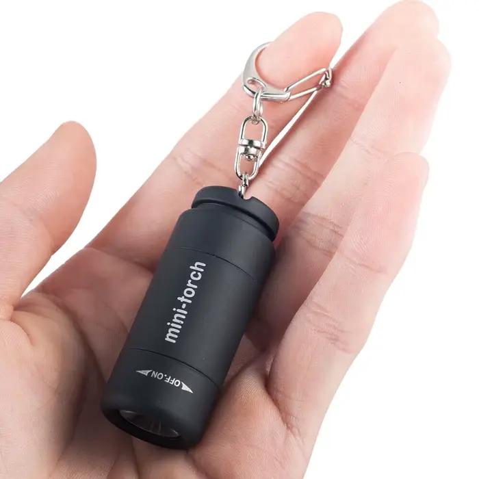 Mini torche LED lampe de poche Rechargeable Portable porte-clés interrupteur rotatif étanche Camping