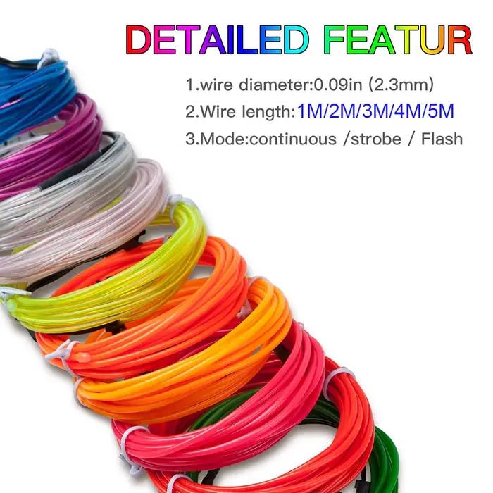 1/2/3/4/5M LED EL fil bande lumineuse batterie néon brillant chaîne lumières bricolage corde Tube Ha
