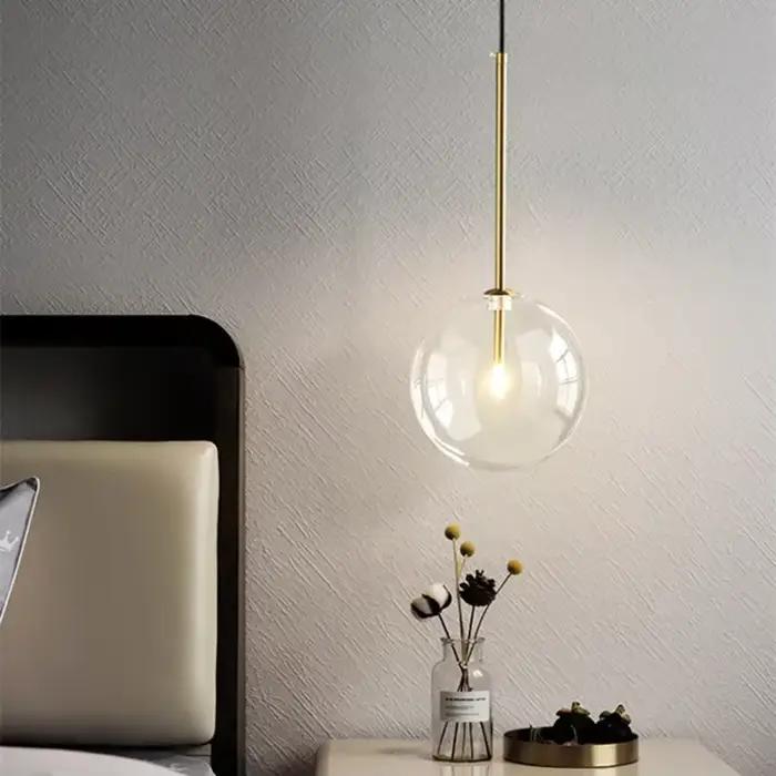 Boule de verre à bulles pendentif éclairage pour chambre chevet cuisine salle à manger salle de bain