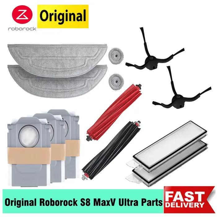 Roborock-Brosse principale et latérale DuoRoller S8 MaxV Ultra, filtre HEPA, sac à poussière, vadrou
