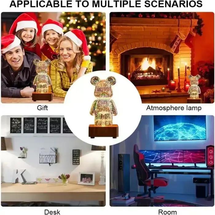 1/2 pièces LED 3D ours veilleuse USB chambre décoration lumière ambiante adapté à la chambre d'enfan