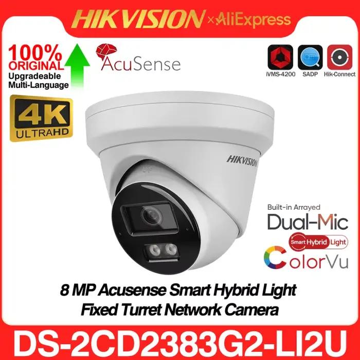 Caméra réseau tourelle fixe Hikvision DS-2CD2383G2-LI2U 8MP 4K AcuSense Smart Hybrid Light POE avec