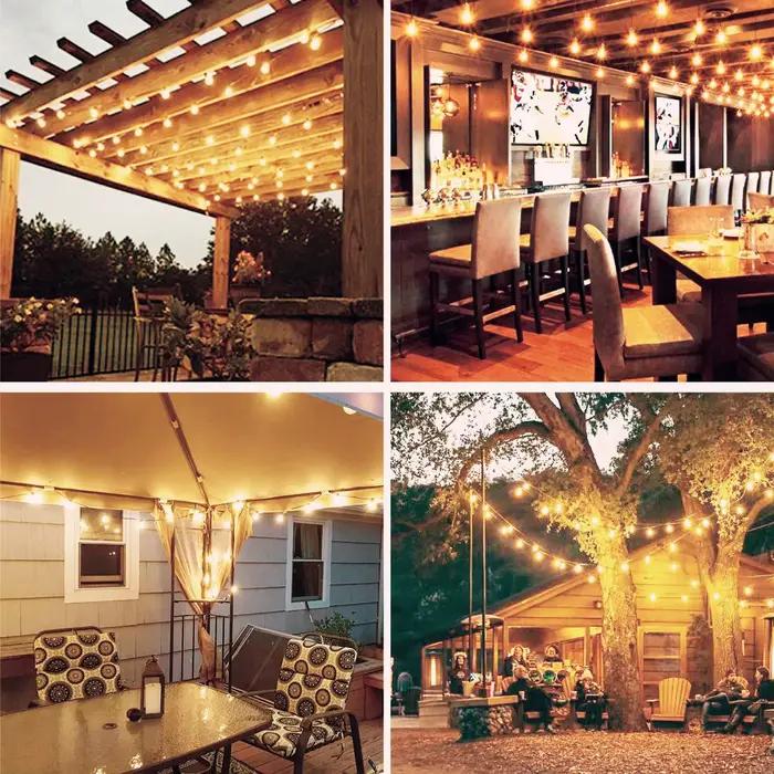 G40 LED guirlande extérieure boule lumières 7.6 M/20 M incassable Patio lumières pour extérieur arri