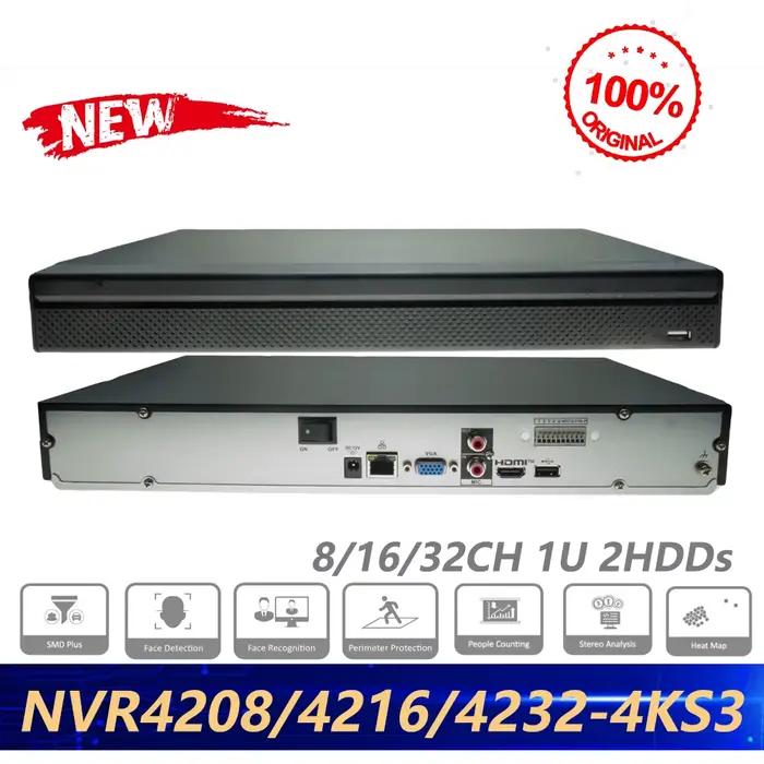 Dahua Original NVR4208/16/32-4KS3 8CH/16CH/32CH 1U 2HDDs Lite enregistreur vidéo réseau prend en cha