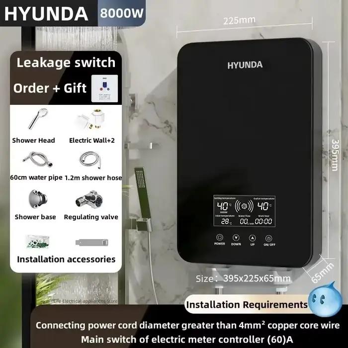 Chauffe-eau électrique intelligent Chauffe-eau sans réservoir Machine de bain chaude rapide domestiq