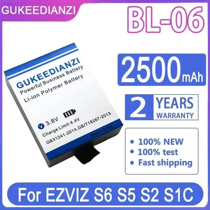 Batterie d'appareil photo numérique pour Ezviz S6 S5 S2 S1C BL-06 2500mAh, respectueuse de l'environ