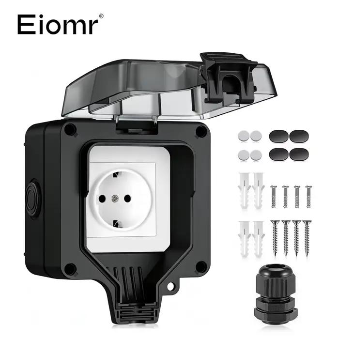 Prise extérieure étanche EIOMR EU IP66, prise étanche à montage en surface avec interrupteur, prise