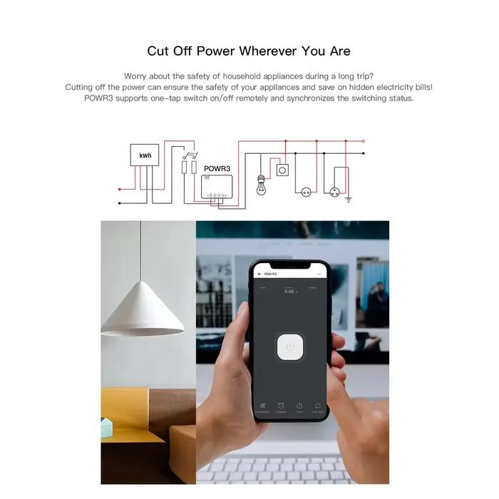 SONOFF-Commutateur intelligent POW R3, mesure de puissance 25A, WiFi, protection contre les surcharg