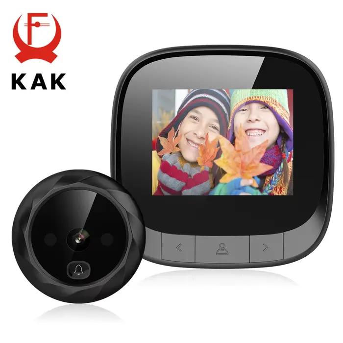 KAK-Sonnette de porte électronique, écran LCD 2.4 pouces, vision nocturne IR, appareil photo statiqu