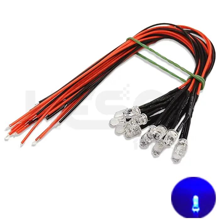 10 pièces 5mm LED 5-12V 20cm pré-câblé blanc rouge vert bleu jaune UV RGB Diode lampe décoration Dio