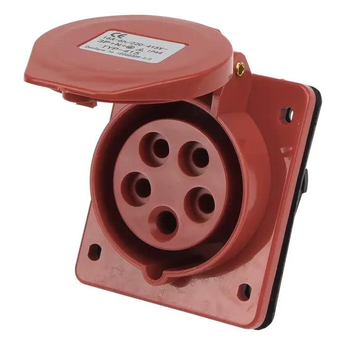 Prise de montage à ras industriel, 16a 3P N E 5 broches, 220-380V/240-415V, IP44 415, trois phases,