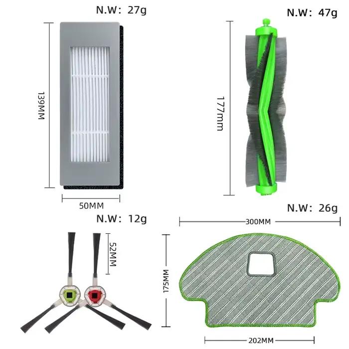 Pour iRobot Roomba Combo 111 / 113 R 113840 Brosse latérale principale, filtre Hepa, tissus de vad