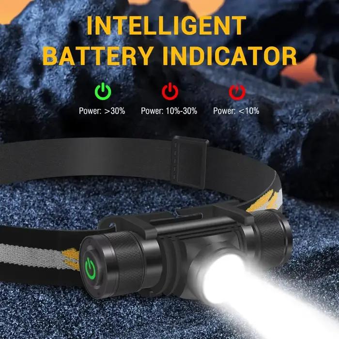 BORUiT D20 Zoom LED phare 1000LM puissant type-c rechargeable phare étanche tête torche Camping pêch