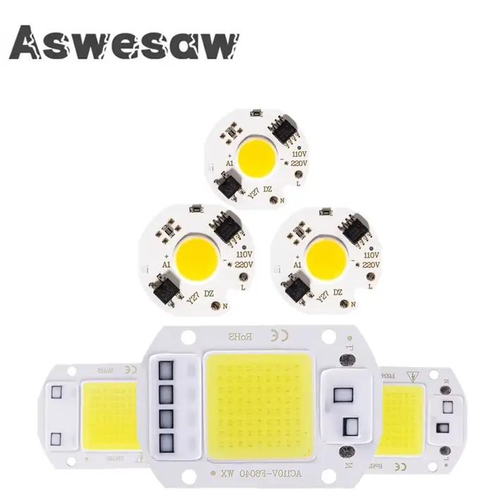 Puce COB LED intelligente IC 10W 20W 30W 50W 220V, pas besoin de pilote, ampoule LED 3W 5W 7W 9W pou